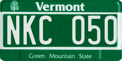 VT license plate NKC050