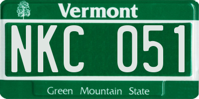 VT license plate NKC051
