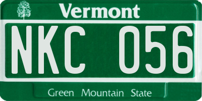 VT license plate NKC056