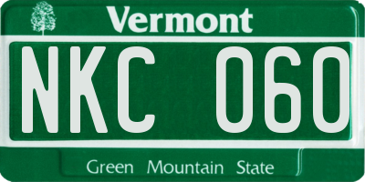 VT license plate NKC060