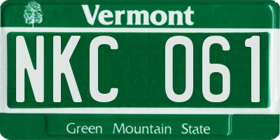 VT license plate NKC061