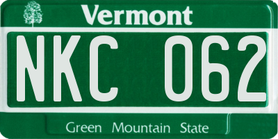 VT license plate NKC062