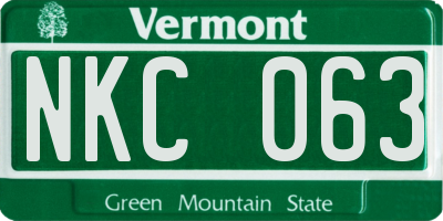 VT license plate NKC063