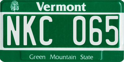 VT license plate NKC065