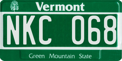 VT license plate NKC068