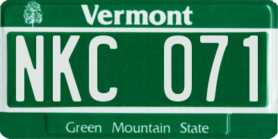 VT license plate NKC071