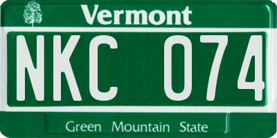 VT license plate NKC074