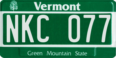 VT license plate NKC077