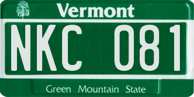 VT license plate NKC081