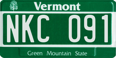 VT license plate NKC091