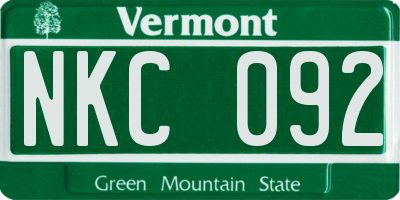 VT license plate NKC092