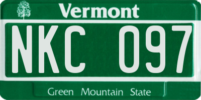 VT license plate NKC097