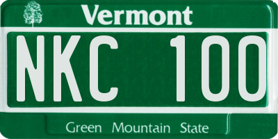 VT license plate NKC100