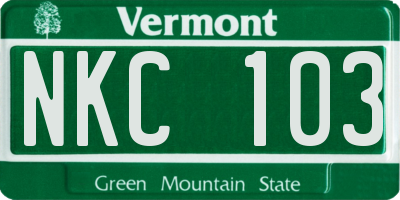 VT license plate NKC103