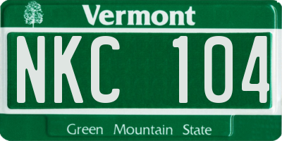 VT license plate NKC104