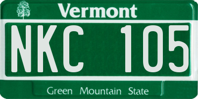 VT license plate NKC105