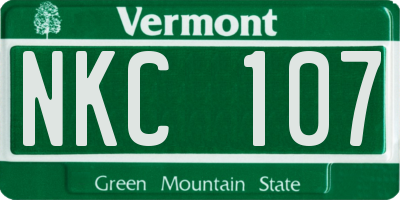 VT license plate NKC107