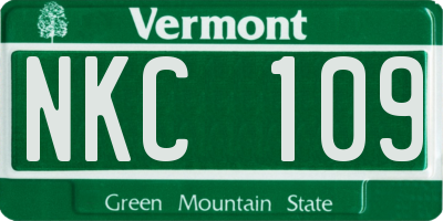 VT license plate NKC109