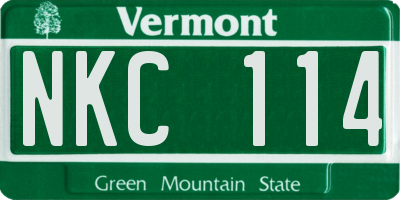 VT license plate NKC114