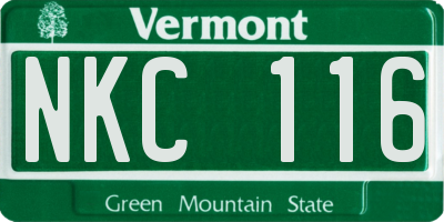VT license plate NKC116
