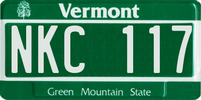 VT license plate NKC117