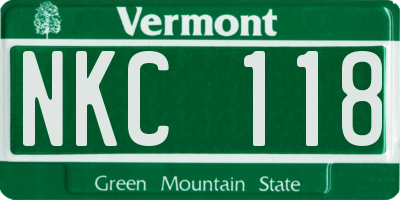 VT license plate NKC118