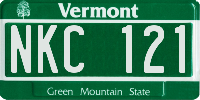 VT license plate NKC121