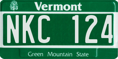 VT license plate NKC124