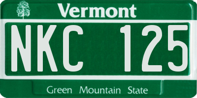VT license plate NKC125