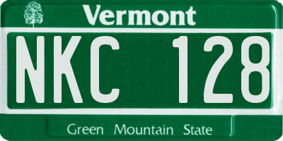 VT license plate NKC128