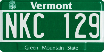 VT license plate NKC129