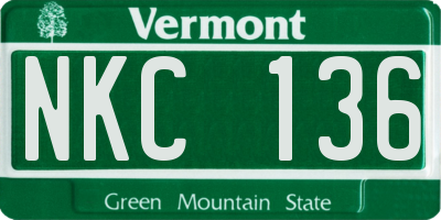 VT license plate NKC136