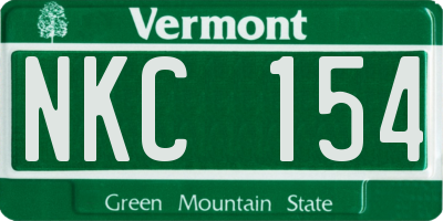 VT license plate NKC154