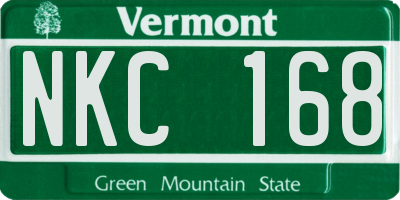 VT license plate NKC168
