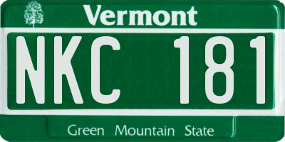 VT license plate NKC181