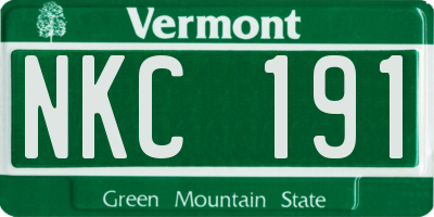 VT license plate NKC191
