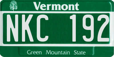 VT license plate NKC192