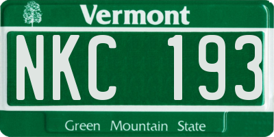 VT license plate NKC193