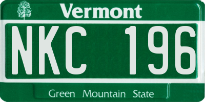 VT license plate NKC196