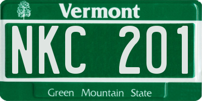 VT license plate NKC201