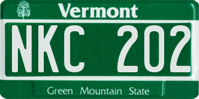 VT license plate NKC202