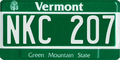 VT license plate NKC207