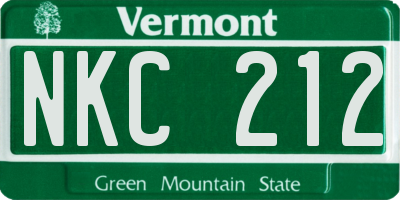 VT license plate NKC212