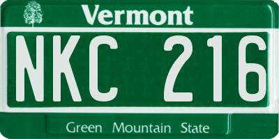 VT license plate NKC216