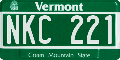 VT license plate NKC221