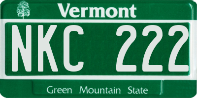 VT license plate NKC222