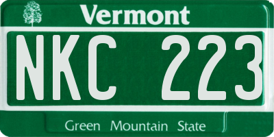 VT license plate NKC223