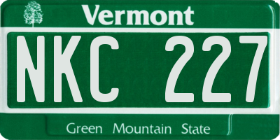 VT license plate NKC227