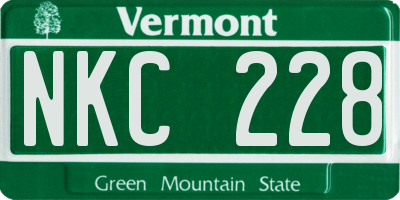 VT license plate NKC228