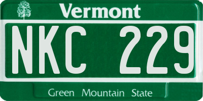 VT license plate NKC229